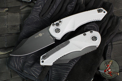 Heretic Knives Pariah OTS Auto Knife- MINI- Single Edge- Grey Nylon Handle- Black Blade H054-4A-GRY