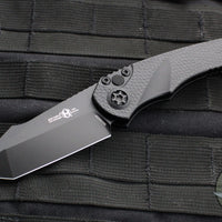 Heretic Knives Pariah OTS Auto Knife- Tanto Edge- MINI- Tactical- Black Handle- Black Blade H055-4A-T