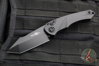 Heretic Knives Pariah OTS Auto Knife- Tanto Edge- MINI- Tactical- Black Handle- Black Blade H055-4A-T