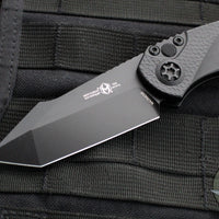 Heretic Knives Pariah OTS Auto Knife- Tanto Edge- MINI- Tactical- Black Handle- Black Blade H055-4A-T