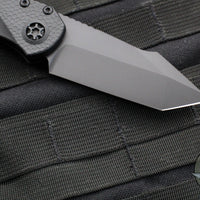 Heretic Knives Pariah OTS Auto Knife- Tanto Edge- MINI- Tactical- Black Handle- Black Blade H055-4A-T