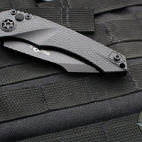 Heretic Knives Pariah OTS Auto Knife- Tanto Edge- MINI- Tactical- Black Handle- Black Blade H055-4A-T