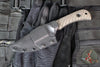 Half Face Blades- Cavner- Textured OD Green Micarta Handle Scales- Acid Wash S45VN Blade