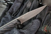Half Face Blades- Crow Jr- Textured Black G-10 Handle Scale- Armorer Black Cerakote S45VN Blade