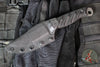 Half Face Blades- Crow Jr- Textured Black G-10 Handle Scale- Armorer Black Cerakote S45VN Blade
