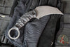 Half Face Blades- Karambito Fixed Blade- Textured Black Black G-10 Handle- Acid Wash S45VN Blade