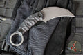 Half Face Blades- Karambito Fixed Blade- Textured Black Black G-10 Handle- Acid Wash S45VN Blade