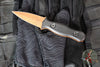 Half Face Blades- Pulse Checker Fixed Blade- Black G-10 Handle Scale- Copper Splatter Cerakoted S45VN Blade