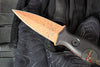 Half Face Blades- Pulse Checker Fixed Blade- Black G-10 Handle Scale- Copper Splatter Cerakoted S45VN Blade