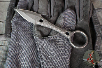 Half Face Blades- Ringstrike Fixed Blade- Rockwork Textured- Black Cerakoted Blade