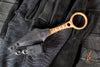 Half Face Blades- Ringstrike Fixed Blade- Rockwork Textured- Copper And Black Splatter Cerakoted Blade