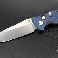 Hinderer Eklipse 3.5" Spearpoint Blade- AUTOMATIC-  Battle Blue Titanium- Stonewash Finish S45VN Blade