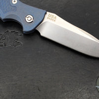 Hinderer Eklipse 3.5" Spearpoint Blade- AUTOMATIC-  Battle Blue Titanium- Stonewash Finish S45VN Blade