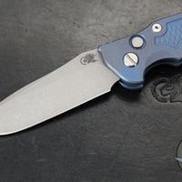 Hinderer Eklipse 3.5" Spearpoint Blade- AUTOMATIC-  Battle Blue Titanium- Working Finish S45VN Blade