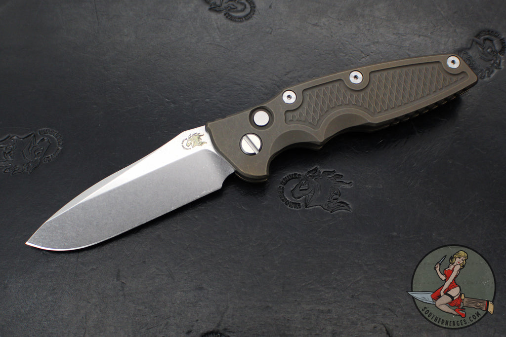 Hinderer Eklipse 3.5" Spearpoint Blade- AUTOMATIC-  Battle Bronze Titanium- Stonewash Finish S45VN Blade