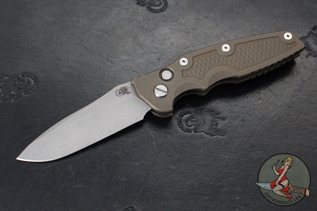 Hinderer Eklipse 3.5" Spearpoint Blade- AUTOMATIC-  Battle Bronze Titanium- Working Finish S45VN Blade