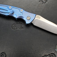 Hinderer Eklipse 3.5" Spearpoint Blade- AUTOMATIC-  Stonewash Blue Titanium- Stonewash Finish S45VN Blade