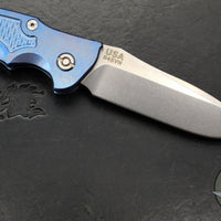 Hinderer Eklipse 3.5" Spearpoint Blade- AUTOMATIC-  Stonewash Blue Titanium- Stonewash Finish S45VN Blade