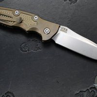 Hinderer Eklipse 3.5" Spearpoint Blade- AUTOMATIC-  Stonewash Bronze Titanium- Stonewash Finish S45VN Blade