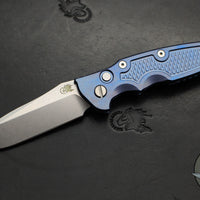 Hinderer Eklipse 3.5"- AUTOMATIC- Spearpoint Blade- Stonewash Blue Finished Titanium- Stonewash Finished S45VN Blade