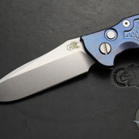 Hinderer Eklipse 3.5"- AUTOMATIC- Spearpoint Blade- Stonewash Blue Finished Titanium- Stonewash Finished S45VN Blade