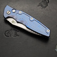 Hinderer Eklipse 3.5"- AUTOMATIC- Spearpoint Blade- Stonewash Blue Finished Titanium- Stonewash Finished S45VN Blade