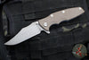 Hinderer Eklipse 3.5"- Bowie Blade- Battle Blue Finished Ti and FDE G-10- Working Finish Blade