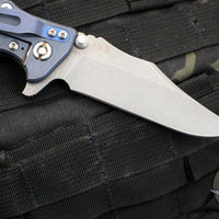 Hinderer Eklipse 3.5"- Bowie Blade- Battle Blue Finished Ti and FDE G-10- Working Finish Blade