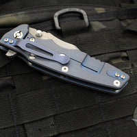 Hinderer Eklipse 3.5"- Bowie Blade- Battle Blue Finished Ti and FDE G-10- Working Finish Blade