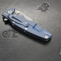 Hinderer Eklipse 3.5"- Bowie Edge- Battle Blue Ti And Various G-10 Handle Scales- Working Finish S45VN Blade