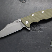 Hinderer Eklipse 3.5"- Bowie Edge- Battle Blue Ti And Various G-10 Handle Scales- Working Finish S45VN Blade