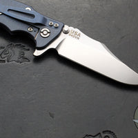 Hinderer Eklipse 3.5"- Bowie Edge- Battle Blue Ti And Black G-10 Handle- Stonewash S45VN Blade