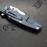 Hinderer Eklipse 3.5"- Bowie Edge- Battle Blue Ti And Black G-10 Handle- Stonewash S45VN Blade