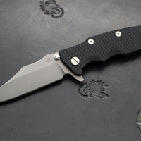 Hinderer Eklipse 3.5"- Bowie Edge- Battle Blue Ti And Black G-10 Handle- Working Finish S45VN Blade