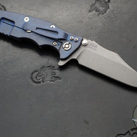 Hinderer Eklipse 3.5"- Bowie Edge- Battle Blue Ti And Black G-10 Handle- Working Finish S45VN Blade