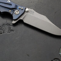 Hinderer Eklipse 3.5"- Bowie Edge- Battle Blue Ti And Black G-10 Handle- Working Finish S45VN Blade