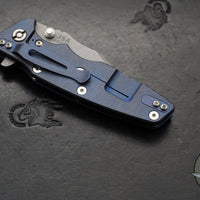 Hinderer Eklipse 3.5"- Bowie Edge- Battle Blue Ti And Black G-10 Handle- Working Finish S45VN Blade