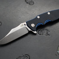 Hinderer Eklipse 3.5"- Bowie Edge- Battle Blue Ti And BlueBlack G-10 Handle- Stonewash S45VN Blade