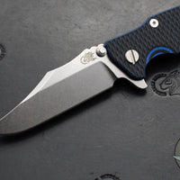 Hinderer Eklipse 3.5"- Bowie Edge- Battle Blue Ti And BlueBlack G-10 Handle- Stonewash S45VN Blade