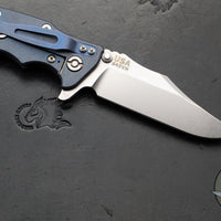 Hinderer Eklipse 3.5"- Bowie Edge- Battle Blue Ti And BlueBlack G-10 Handle- Stonewash S45VN Blade