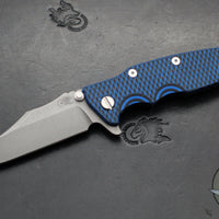 Hinderer Eklipse 3.5"- Bowie Edge- Battle Blue Ti And BlueBlack G-10 Handle- Working Finish S45VN Blade