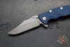 Hinderer Eklipse 3.5"- Bowie Edge- Battle Blue Ti And BlueBlack G-10 Handle- Working Finish S45VN Blade