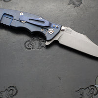 Hinderer Eklipse 3.5"- Bowie Edge- Battle Blue Ti And BlueBlack G-10 Handle- Working Finish S45VN Blade