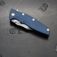 Hinderer Eklipse 3.5"- Bowie Edge- Battle Blue Ti And BlueBlack G-10 Handle- Working Finish S45VN Blade