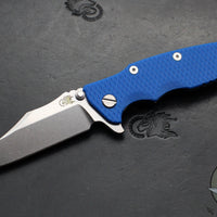 Hinderer Eklipse 3.5"- Bowie Edge- Battle Blue Ti And Blue G-10 Handle- Stonewash S45VN Blade