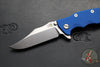 Hinderer Eklipse 3.5"- Bowie Edge- Battle Blue Ti And Blue G-10 Handle- Stonewash S45VN Blade