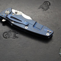 Hinderer Eklipse 3.5"- Bowie Edge- Battle Blue Ti And Blue G-10 Handle- Stonewash S45VN Blade