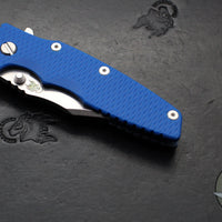 Hinderer Eklipse 3.5"- Bowie Edge- Battle Blue Ti And Blue G-10 Handle- Stonewash S45VN Blade