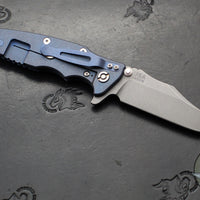 Hinderer Eklipse 3.5"- Bowie Edge- Battle Blue Ti And Blue G-10 Handle- Working Finish S45VN Blade