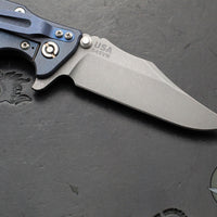 Hinderer Eklipse 3.5"- Bowie Edge- Battle Blue Ti And FDE G-10 Handle- Working Finish S45VN Blade